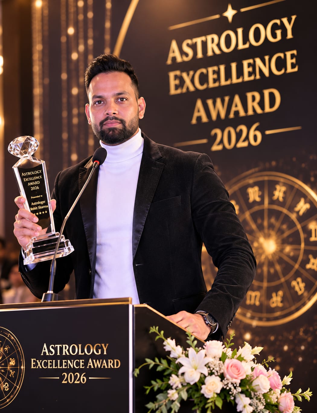 Astrologer Rohit Sharma receiving the Astrology Excellence Award